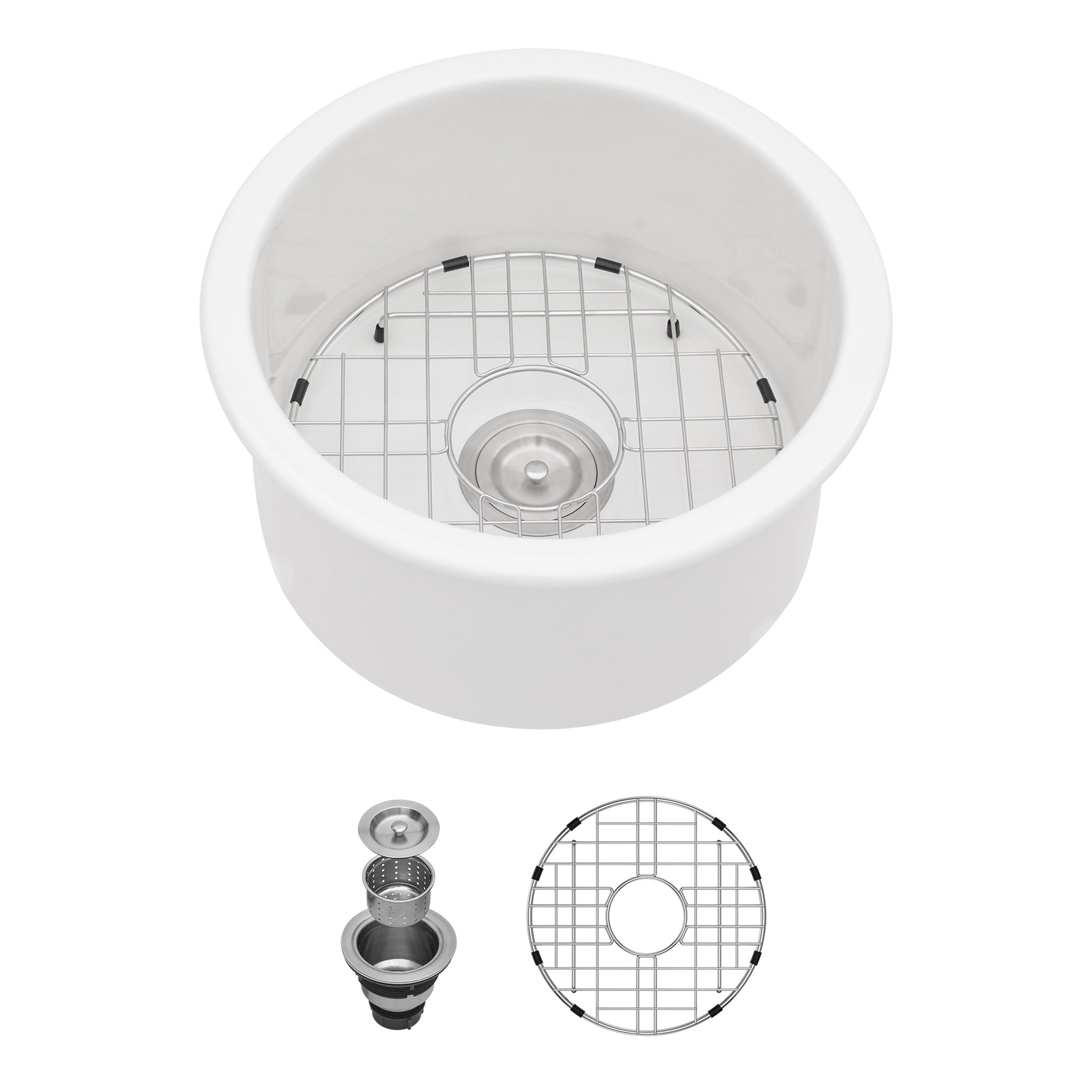 Lordear 18" White Ceramic Round Undermount Single Bowl Bar Sink  from Lordear