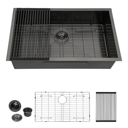 Lordear 32" x 19" Stainless Steel Undermount Black Single Bowl Kitchen Sink  from Lordear