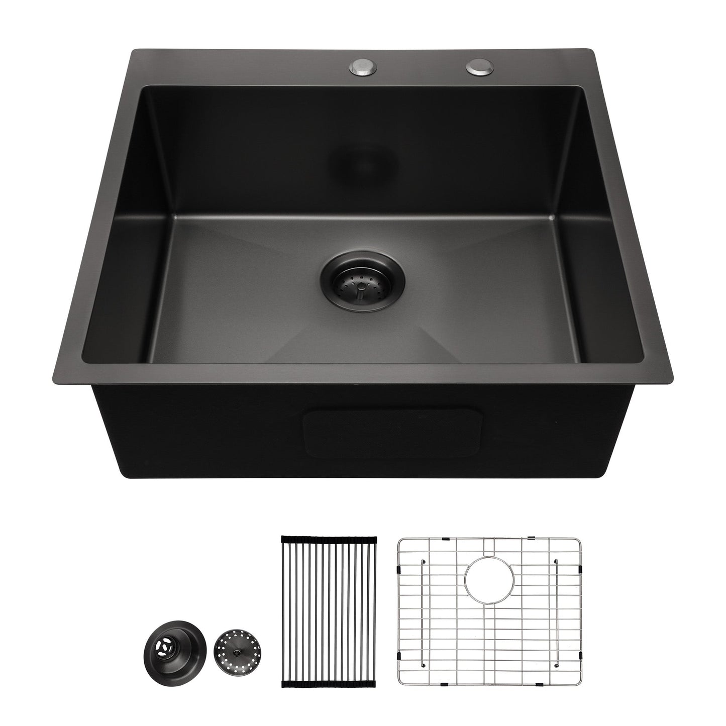 Lordear 25" x 22" Stainless Steel Drop In Gunmetal Black Single Bowl Kitchen Sink  from Lordear