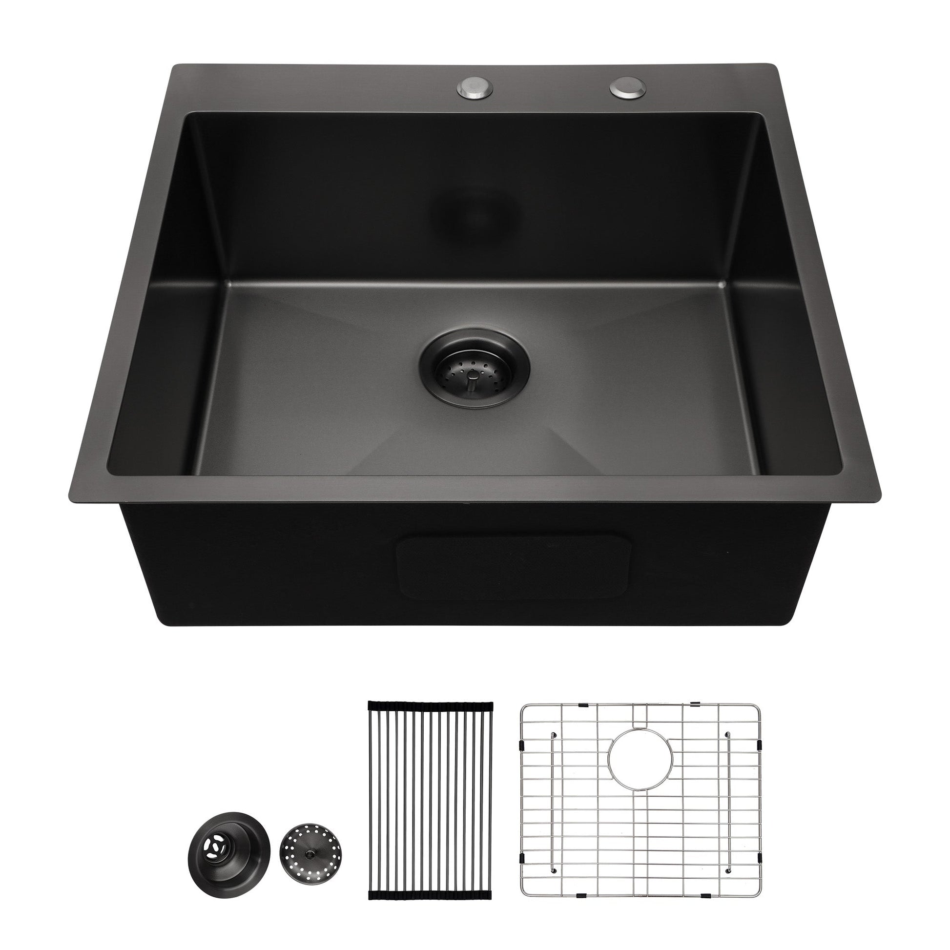 Lordear 25" x 22" Stainless Steel Drop In Gunmetal Black Single Bowl Kitchen Sink  from Lordear