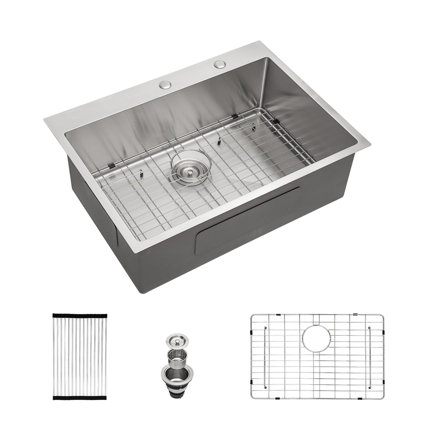 Lordear 30'' Drop In Stainless Steel Single Bowl Kitchen Sink with Bottom Grid and Strainer  from Lordear