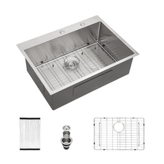 Lordear 30'' Drop In Stainless Steel Single Bowl Kitchen Sink with Bottom Grid and Strainer  from Lordear