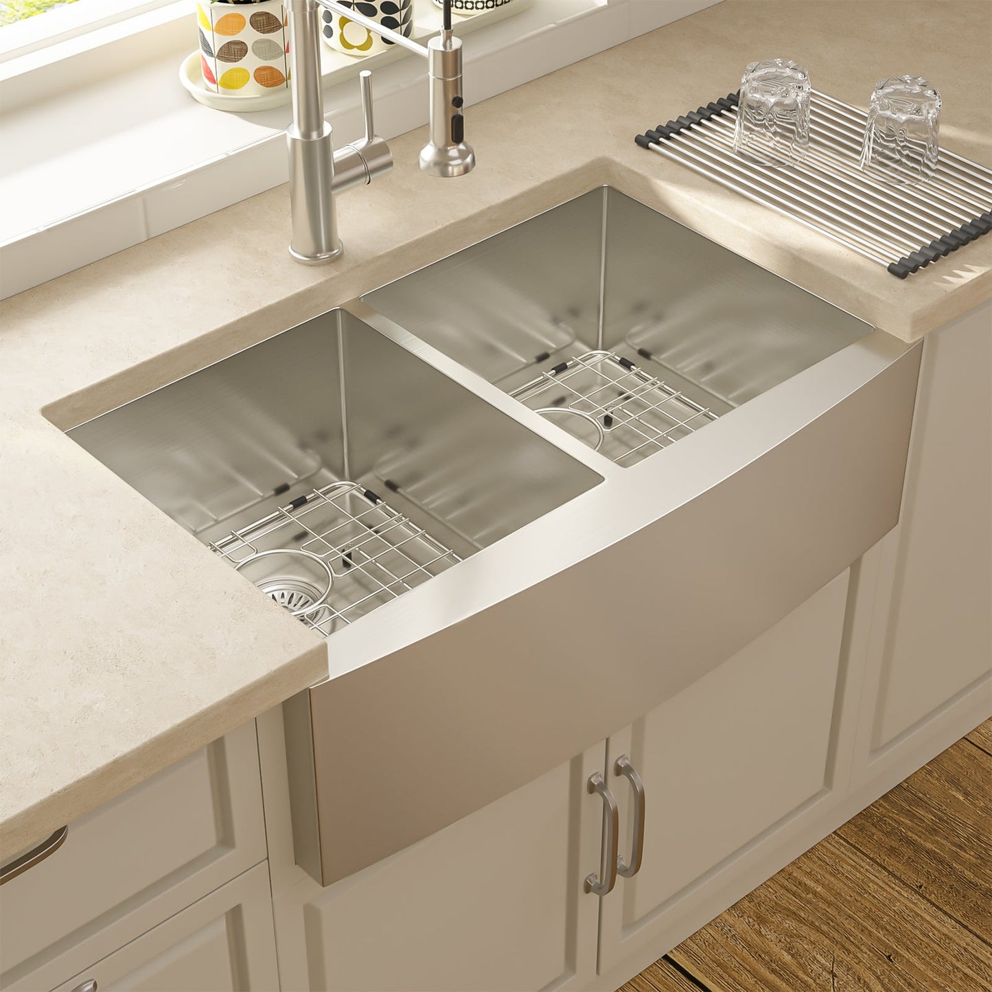 Lordear 33" Stainless Steel Double Bowl Apron Front Farmhouse Kitchen Sink  from Lordear