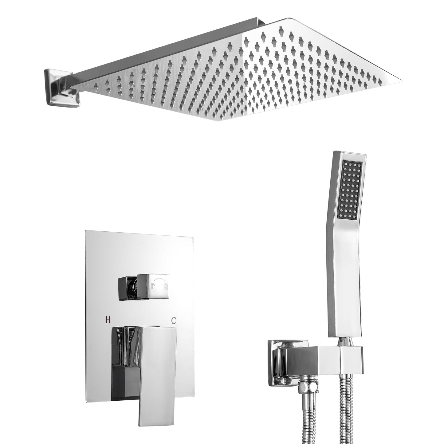 Lordear 10 Inch Wall Mounted Shower System with Chrome Finish - Stainless Steel Shower Head and Handheld  from Lordear