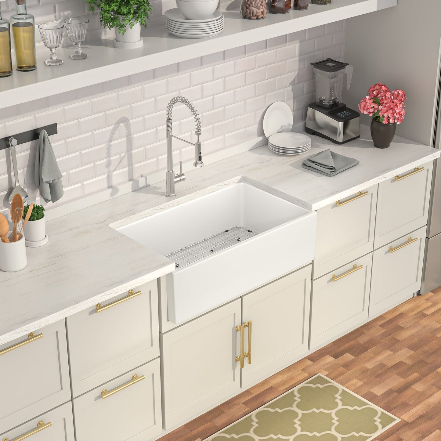 Lordear 30" x 18" White Ceramic Apron Front Farmhouse Kitchen Sink  from Lordear