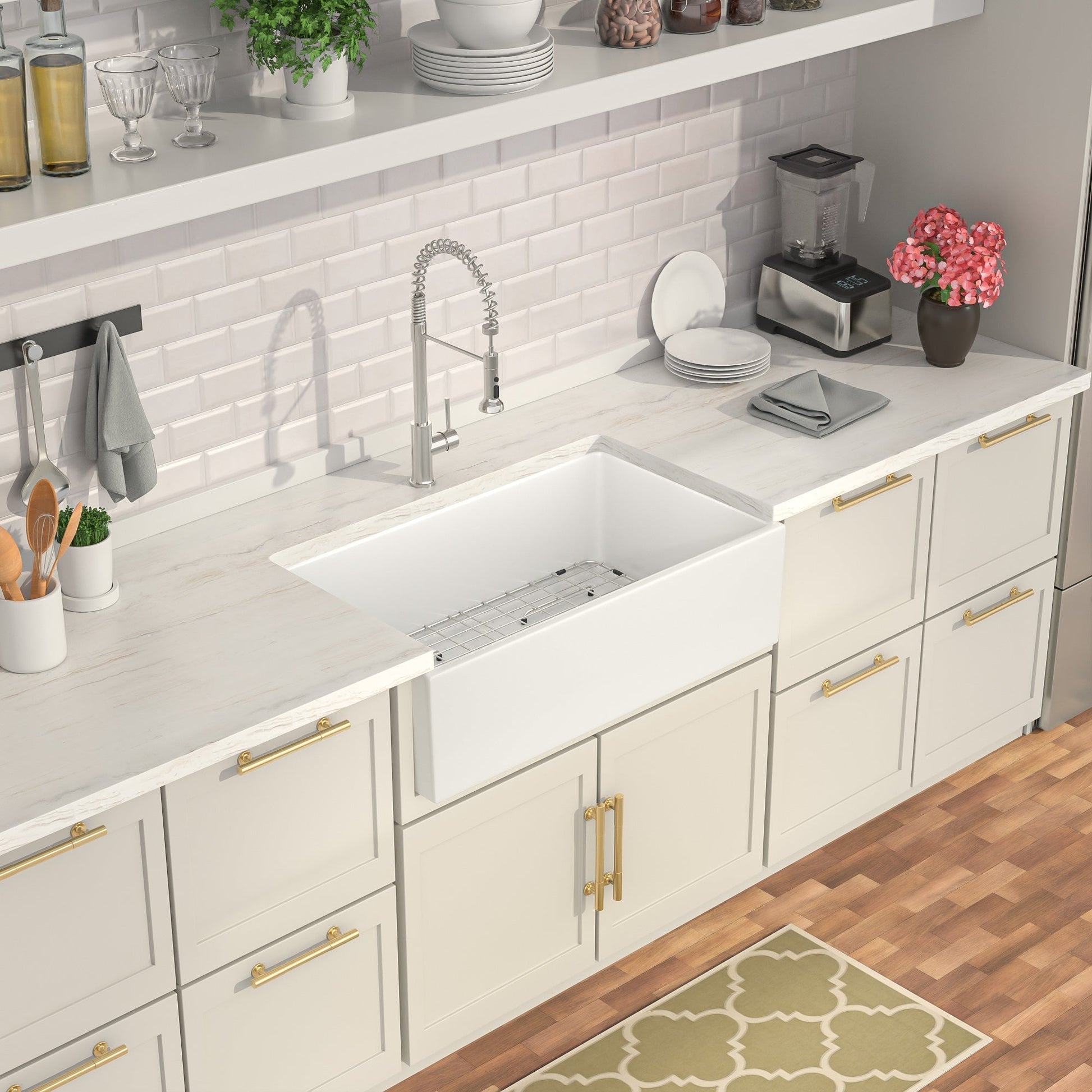 Lordear 30" x 18" White Ceramic Apron Front Farmhouse Kitchen Sink  from Lordear