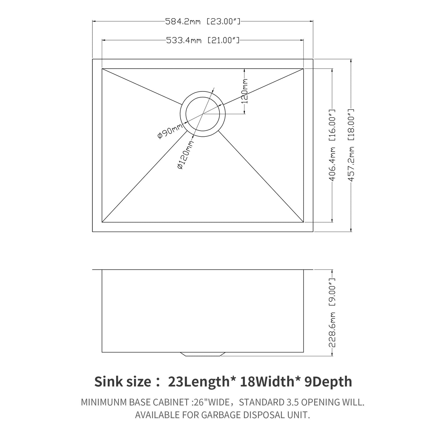 Lordear 23" x 18" Stainless Steel Undermount Bar Sink  from Lordear