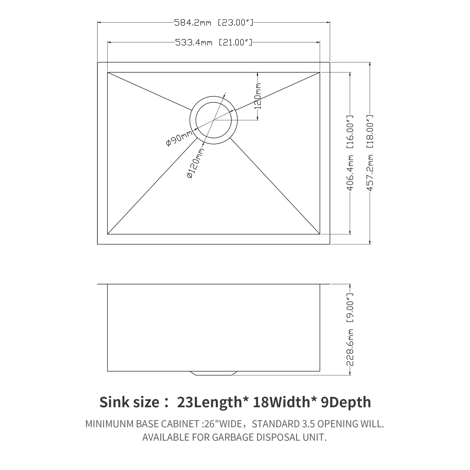 Lordear 23" x 18" Stainless Steel Undermount Bar Sink  from Lordear