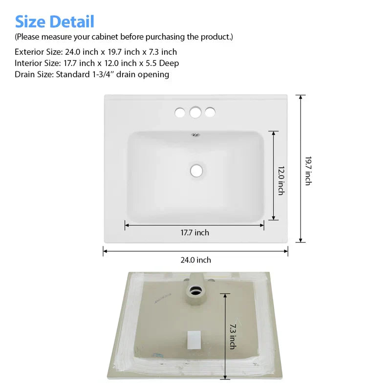 Lordear 24" White Ceramic Vessel Bathroom Sink  from Lordear