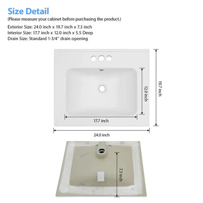Lordear 24" White Ceramic Vessel Bathroom Sink  from Lordear