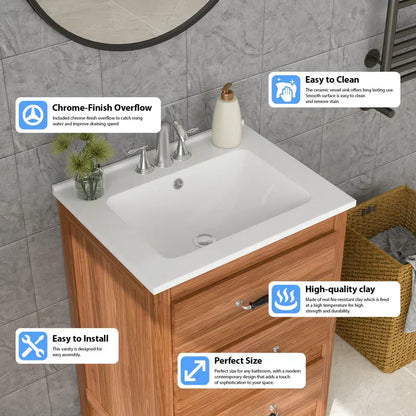 Lordear 24" White Ceramic Vessel Bathroom Sink  from Lordear