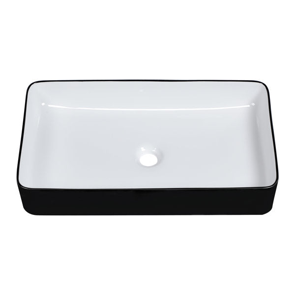 24in L x 14in W Vessel Rectangle Bathroom Sink Modern Above Counter Bathroom Sink Ceramic Art Basin  from Lordear