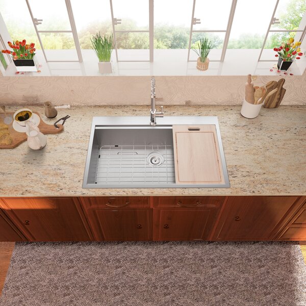 Lordear 25" x 22" Stainless Steel Drop-in Workstation Kitchen Sink  from Lordear