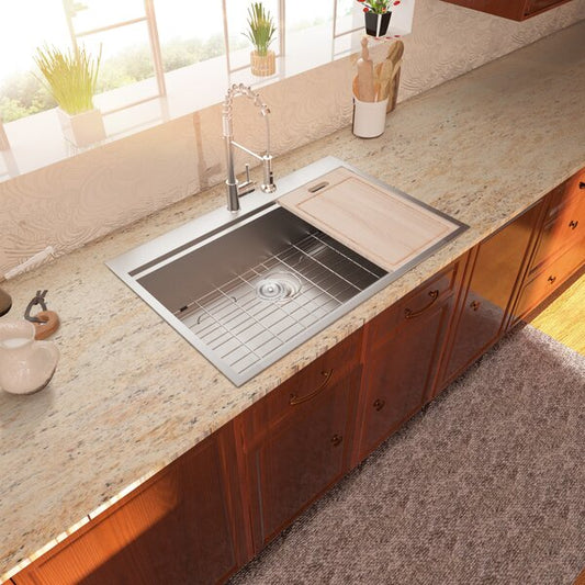 Lordear 25" x 22" Stainless Steel Drop-in Workstation Kitchen Sink  from Lordear