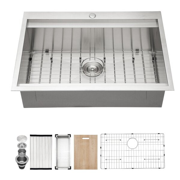 Lordear 25" x 22" Stainless Steel Drop-in Workstation Kitchen Sink  from Lordear