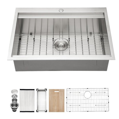 Lordear 25" x 22" Stainless Steel Drop-in Workstation Kitchen Sink  from Lordear