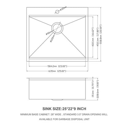 Lordear 25" x 22" Stainless Steel Drop-in Workstation Kitchen Sink  from Lordear