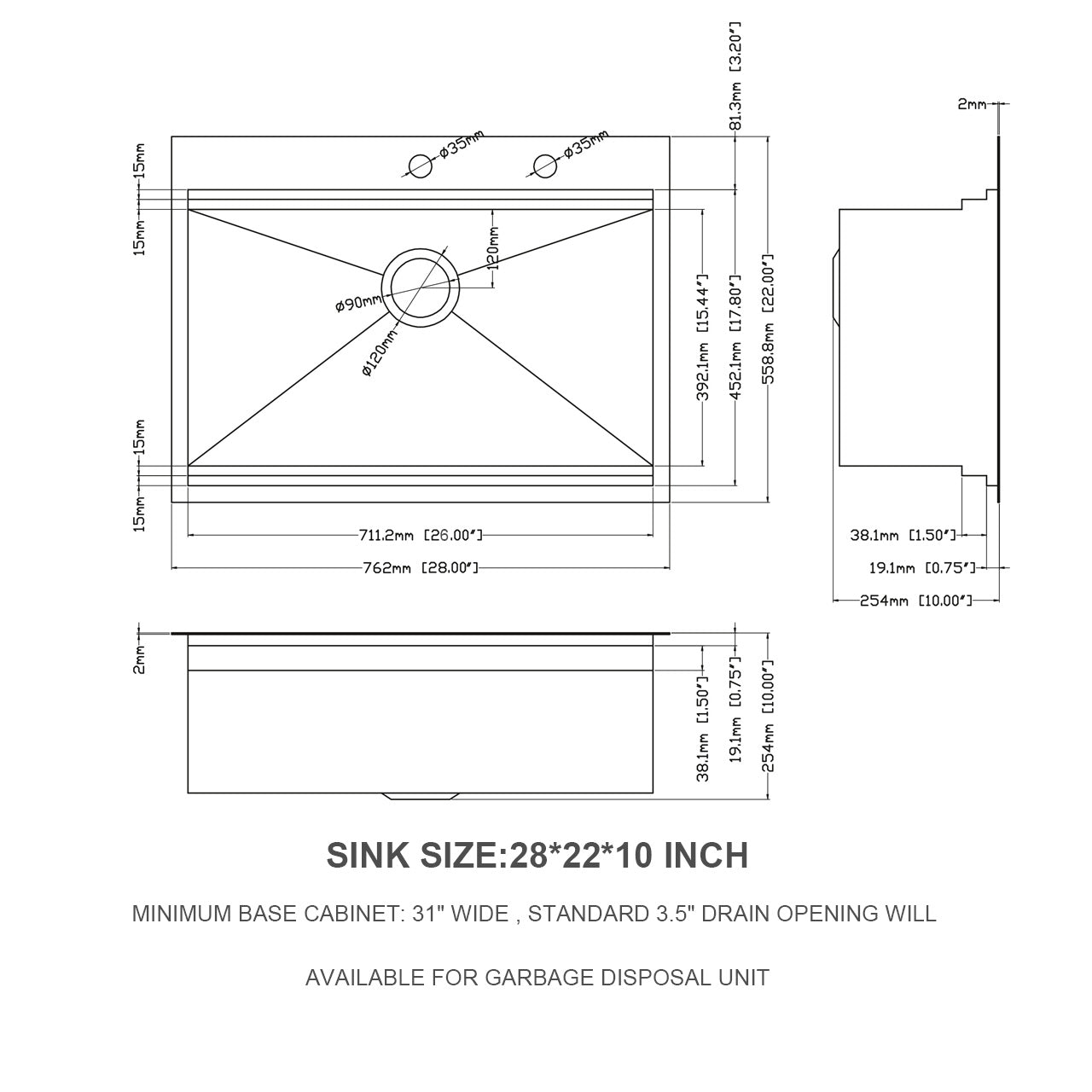 Lordear Stainless Steel Drop-In Single Bowl Workstation Kitchen Sink  from Lordear