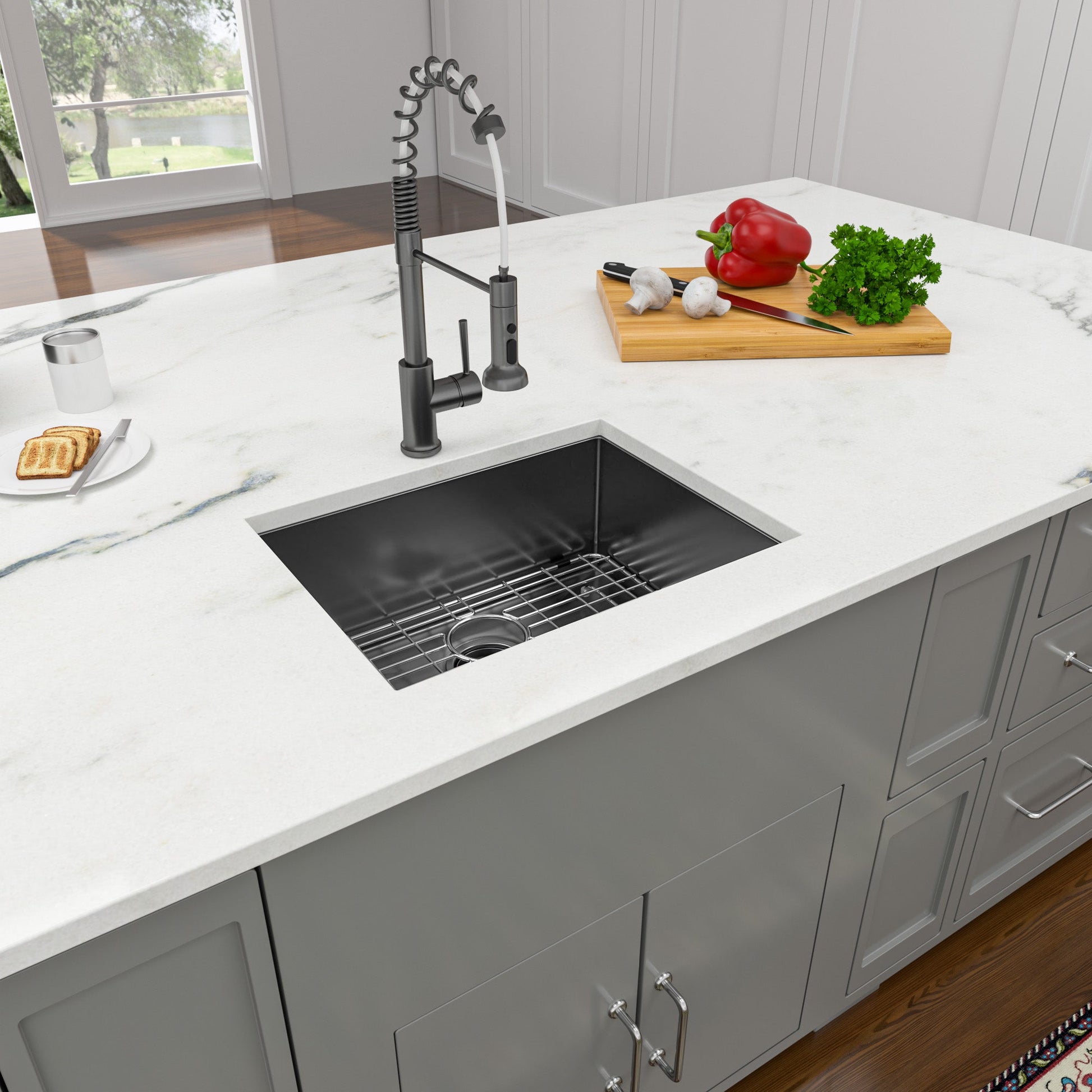 Lordear 23" x 18" Stainless Steel Undermount Gunmetal Black Single Bowl Bar Sink  from Lordear