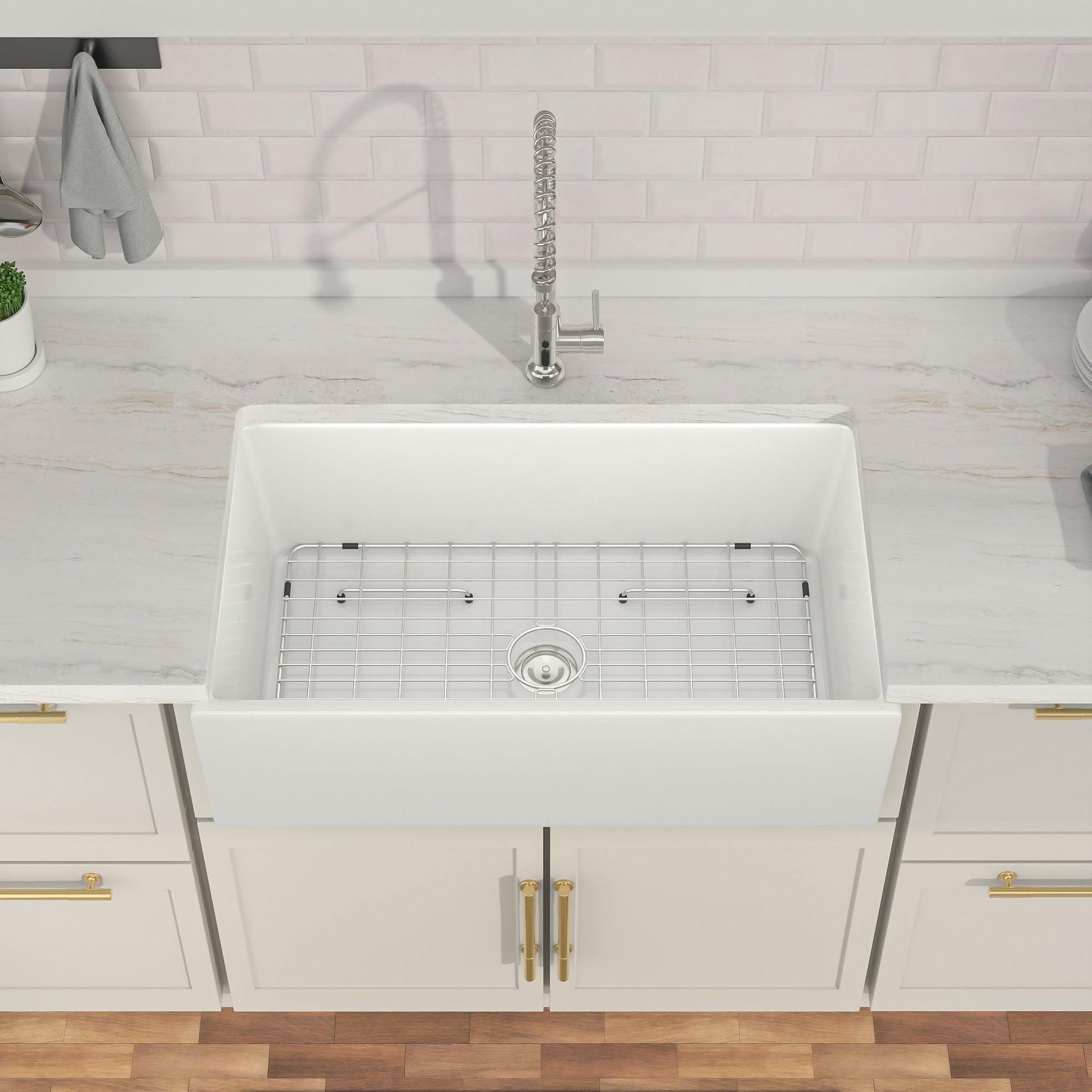 Lordear 30" x 18" White Ceramic Apron Front Farmhouse Kitchen Sink  from Lordear