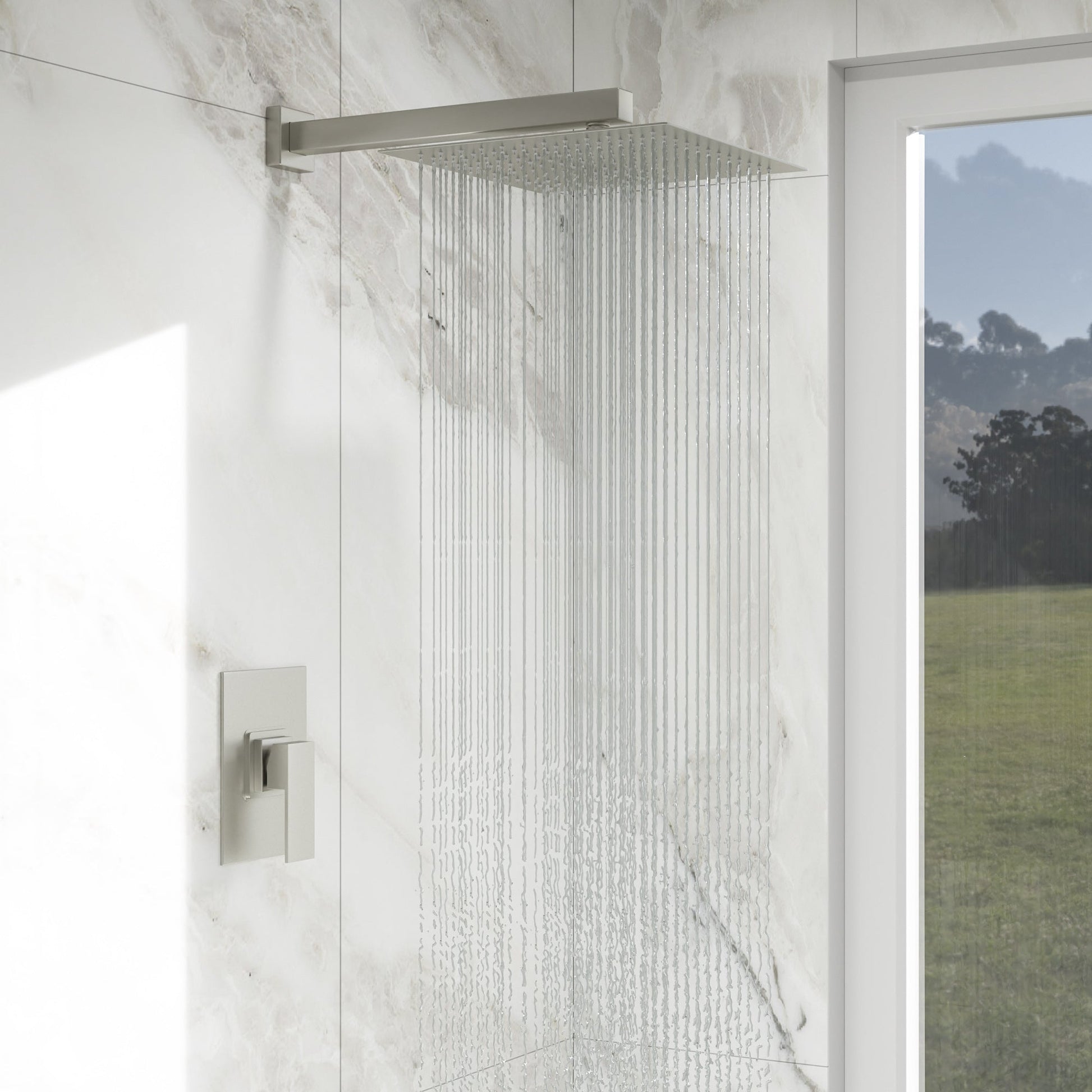 Lordear 12" Stainless Steel Wall Mount Square Rainfall Shower Head  from Lordear