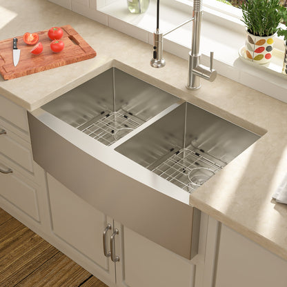 Lordear 33" Stainless Steel Double Bowl Apron Front Farmhouse Kitchen Sink  from Lordear