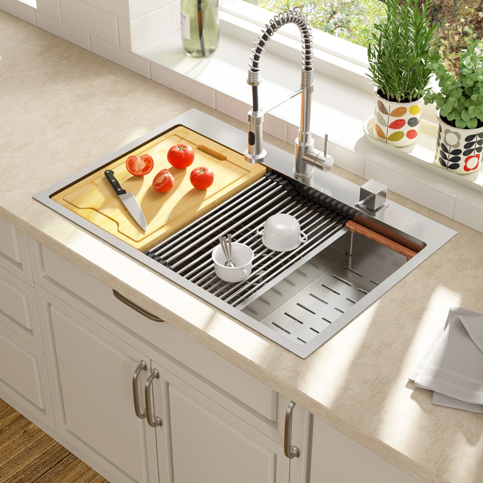 Lordear 33" x 19" Stainless Steel Drop In Single Bowl Worksation Kitchen Sink  from Lordear