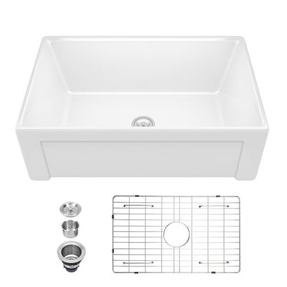 Lordear 30" Ceramic Fireclay Porcelain Apron-Front Single Bowl Farm Kitchen Sink  from Lordear
