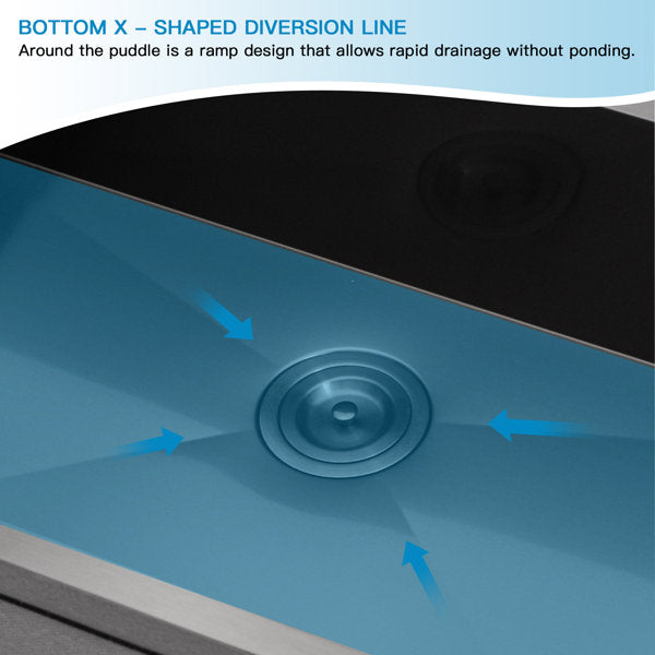 Lordear 30" x 22" Stainless Steel Black Single Bowl Drop-in Kitchen Sink  from Lordear