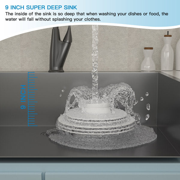 Lordear 30" x 22" Stainless Steel Black Single Bowl Drop-in Kitchen Sink  from Lordear