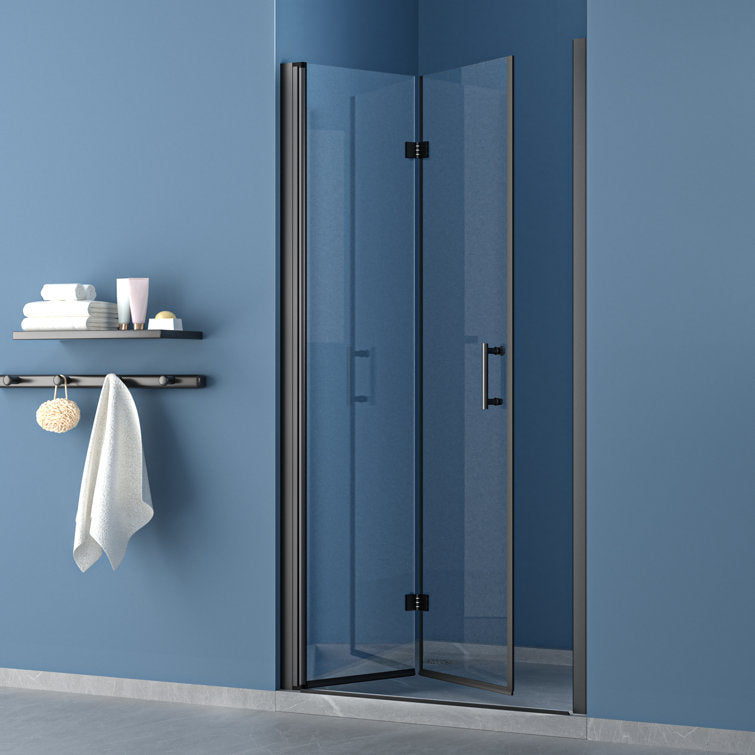 32 in.W x 72 in.H Bifold Frameless Clear Glass Shower Door 1/4 in. Fold Glass Matte Black Shower Door  from Lordear