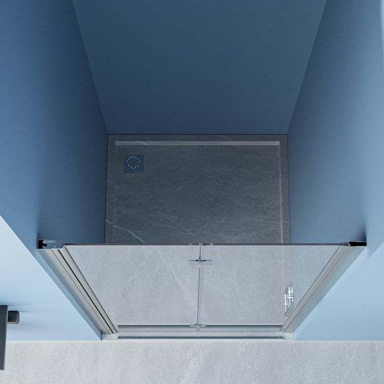 32 in.W x 72 in.H Bifold Frameless Clear Glass Shower Door 1/4 in. Fold Glass Brushed Nickel Shower Door  from Lordear