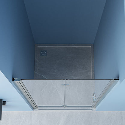 32 in.W x 72 in.H Bifold Frameless Clear Glass Shower Door 1/4 in. Fold Glass Brushed Nickel Shower Door  from Lordear