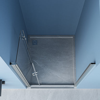 32 in.W x 72 in.H Bifold Frameless Clear Glass Shower Door 1/4 in. Fold Glass Brushed Nickel Shower Door  from Lordear