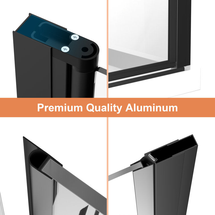 32 in.W x 72 in.H Bifold Frameless Clear Glass Shower Door 1/4 in. Fold Glass Matte Black Shower Door  from Lordear