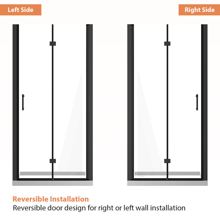 32 in.W x 72 in.H Bifold Frameless Clear Glass Shower Door 1/4 in. Fold Glass Matte Black Shower Door  from Lordear