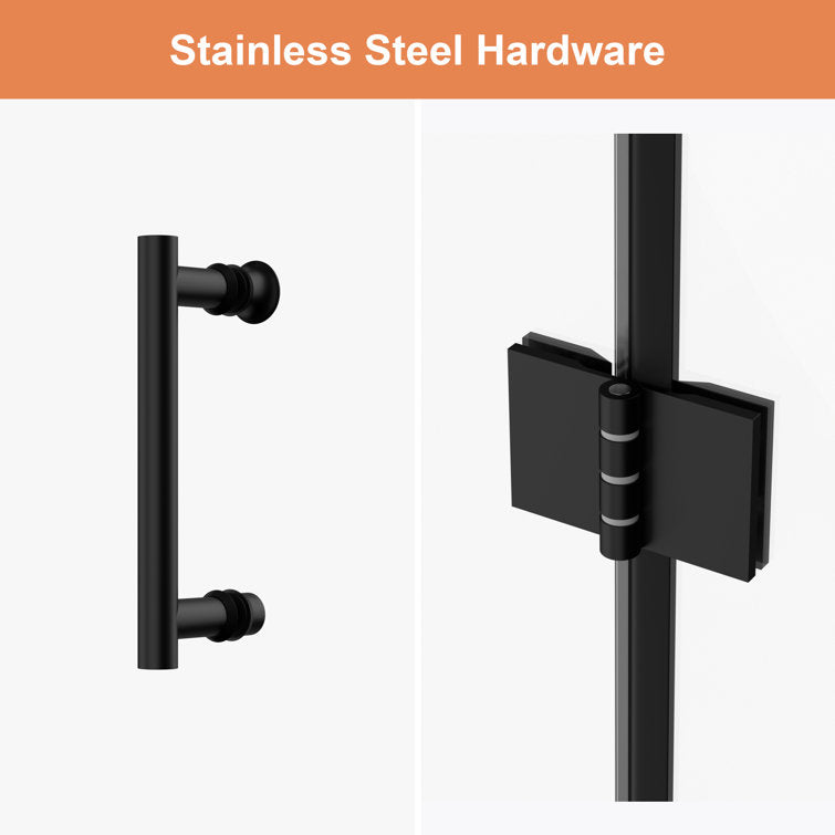 32 in.W x 72 in.H Bifold Frameless Clear Glass Shower Door 1/4 in. Fold Glass Matte Black Shower Door  from Lordear