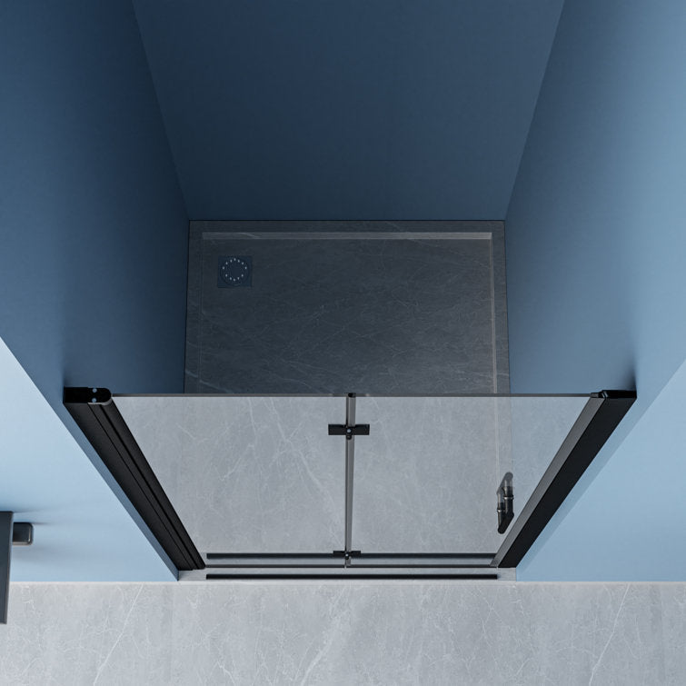 32 in.W x 72 in.H Bifold Frameless Clear Glass Shower Door 1/4 in. Fold Glass Matte Black Shower Door  from Lordear