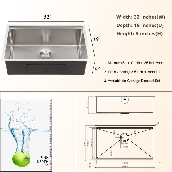 Lordear 32" Stainless Steel Undermount Single Bowl Workstation Kitchen Sink  from Lordear