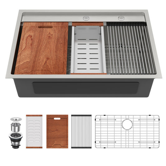 Lordear 33" x 22" Stainless Steel Drop-in Single Bowl Workstation Kitchen Sink  from Lordear