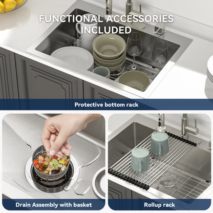 Lordear 33" x 22" Stainless Steel Drop-In Single Bowl Kitchen Sink  from Lordear