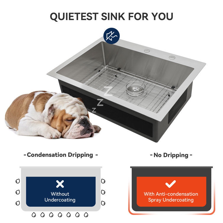 Lordear 33" x 22" Stainless Steel Drop-In Single Bowl Kitchen Sink  from Lordear