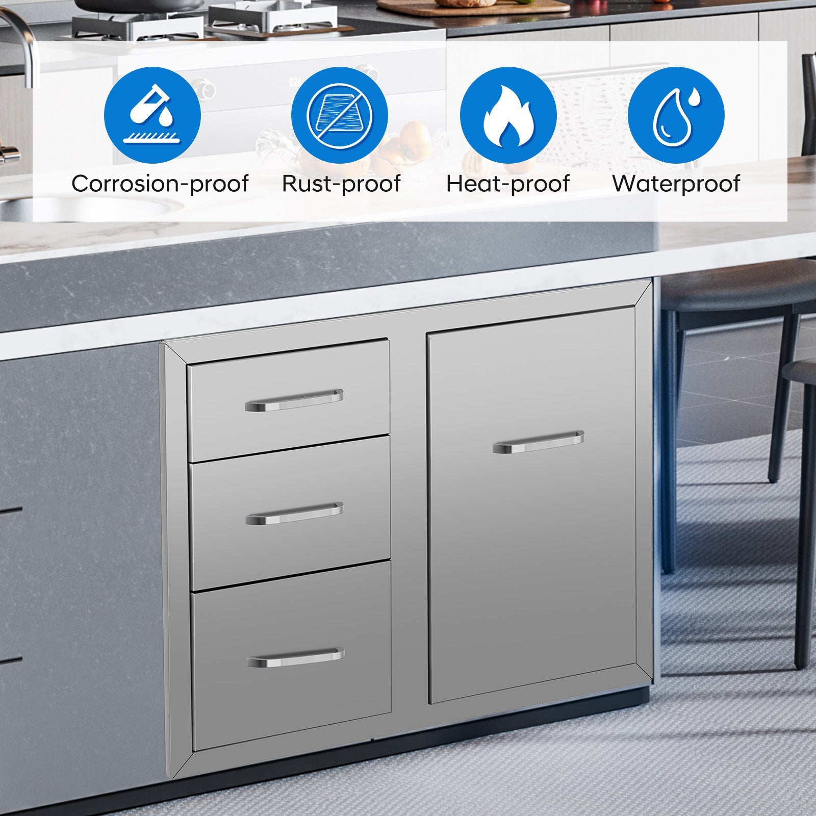 Drawer cabinets for outdoor kitchens or courtyards with trash can holder  from Lordear