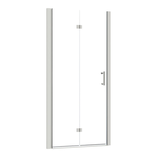 Lordear 34" W x 72" H Tempered Glass Bifold Frameless Clear Bathroom Shower Door  from Lordear