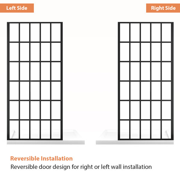 Lordear Tempered Glass Matte Black Grid Single Panel Frameless Fixed Shower Door  from Lordear