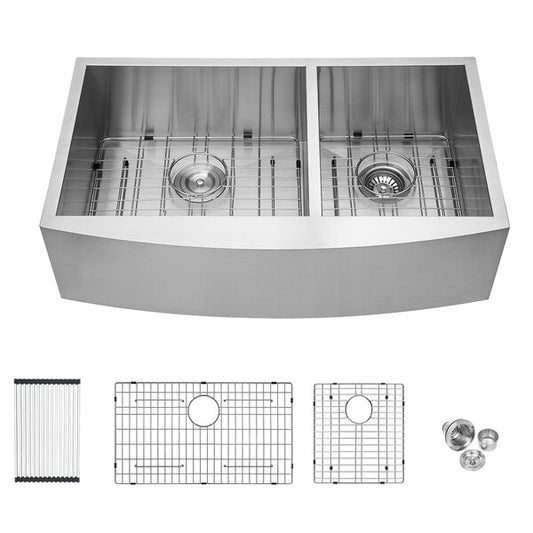 Lordear 36" Stainless Steel Apron Front Double Bowl Farmhouse Kitchen Sink  from Lordear