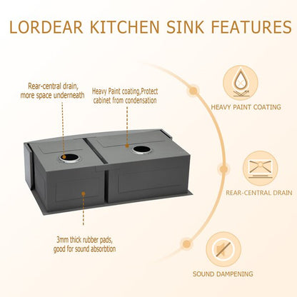 Lordear 36" Stainless Steel Apron Front Double Bowl Farmhouse Kitchen Sink  from Lordear