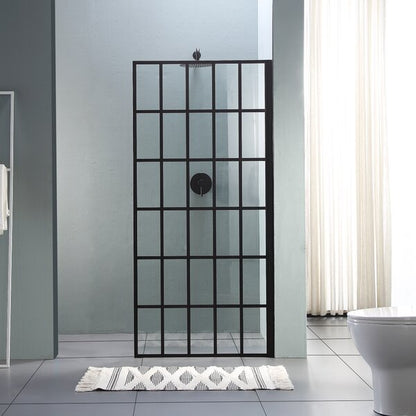 38in W X 72in H Matte Black Single Panel Frameless Fixed Shower Door | Lordear