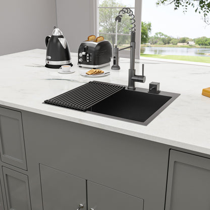 Lordear 25" x 22" Stainless Steel Drop In Gunmetal Black Single Bowl Kitchen Sink  from Lordear