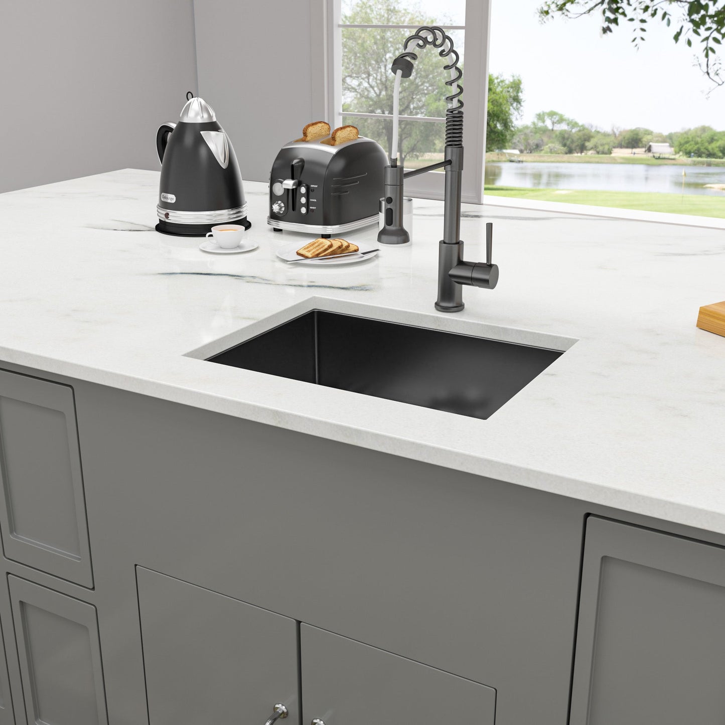 Lordear 23" x 18" Stainless Steel Undermount Gunmetal Black Single Bowl Bar Sink  from Lordear